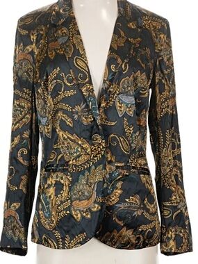 DR2 Black Blazer with Gold Paisley Accents